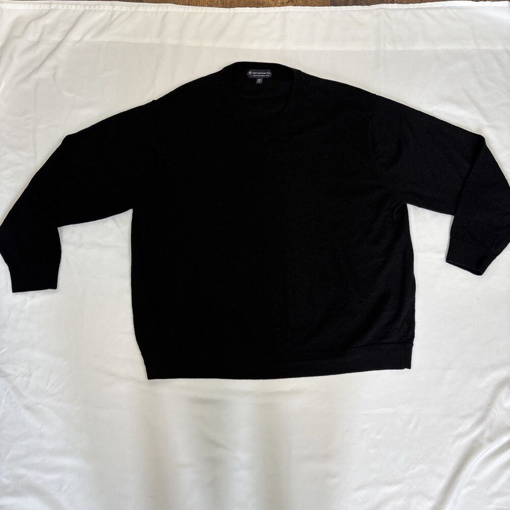 Hart Schaffner Marx Extra Fine Merino Wool V-Neck Sweater Mens Size 3XB Black